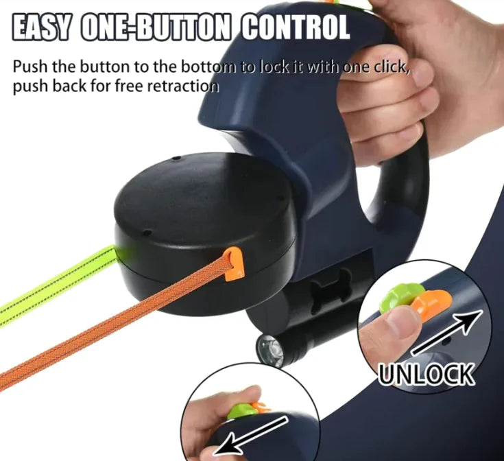 Dual Retractable Dog Leash 🐾 | Walk Two Dogs with One Tangle-Free Leash