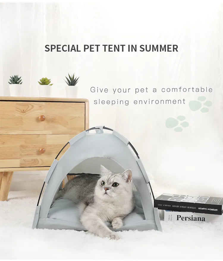 🏕️ Pet Tent with Cooling Mat | Cozy, Portable & Breathable Shelter for Pets